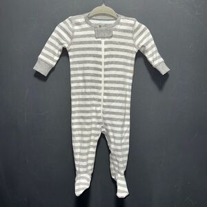 Primary Brand Footed Sleeper Pajamas Infants 0-3m Gray White Stripe Organic
